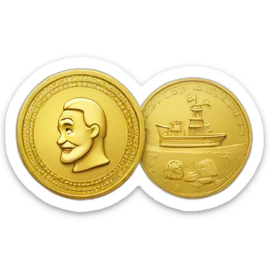 a gold coin on which Santa Claus is drawn sticker