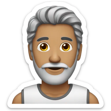 Indian man in his 50s with a grey and black beard. With black and grey hair. Has short hair sticker