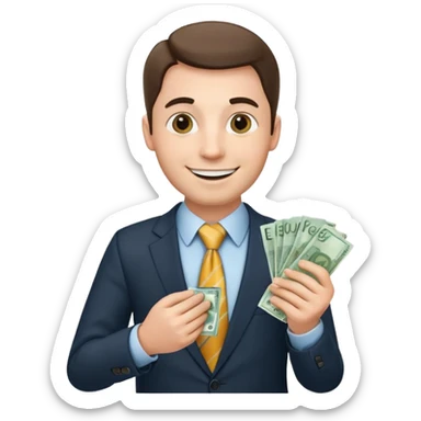 AN UNCLE with a tie in business clothes and with euro money
 sticker