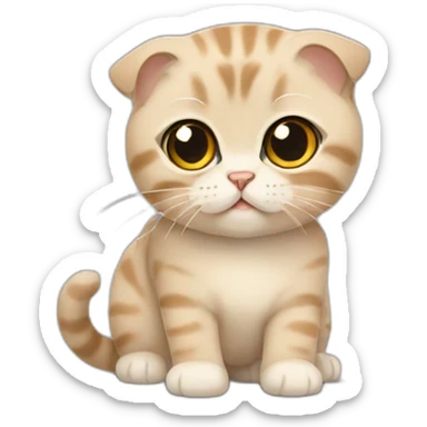 beige scottish fold cat sticker