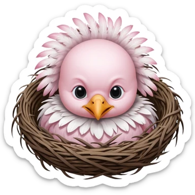 albino baby crow in nest sticker