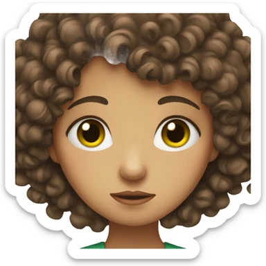 Really Sad girl with green eyes and curly brown hair sticker