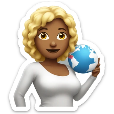 woman with a huge round body shaped like a globe  sticker