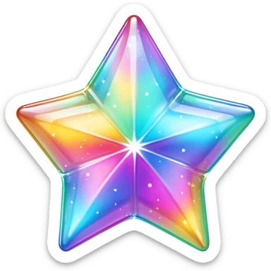 vibrant holographic rainbow y2k aesthetic hollow glass star bubble  sticker