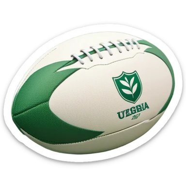 Cinematic Realistic image of a rugby ball resting on verdant turf, rendered with intricate stitching details and subtle weathering, bathed in warm, natural lighting that emphasizes its enduring character sticker