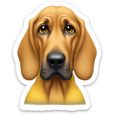 A BLOODHOUND wearing a yellow tee shirt with JJC in blue.  sticker