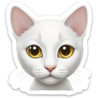 skinny white cat with heterochromia  sticker