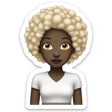very light skin girl gurl with a  black afro sticker