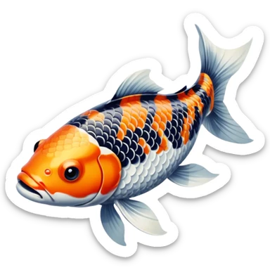 black white Koi fish sticker