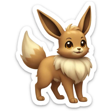 Kawaii Shiny Pastel Brown Eevee Full Body sticker