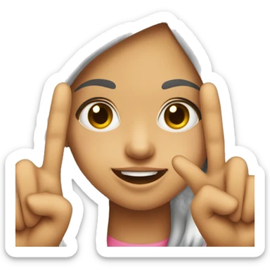 .girl holding up the peace sign with her fingers and sticking out he tounge sticker