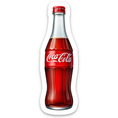 classic curved Coca-Cola style glass bottle with red liquid inside sticker