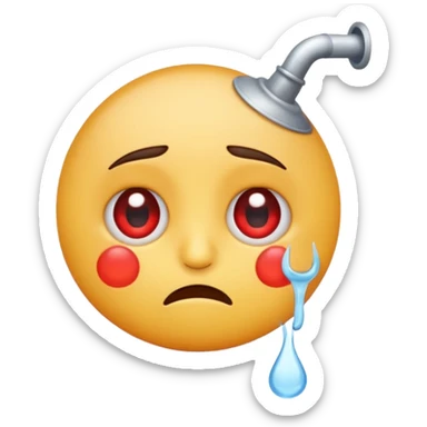 An emoji with red round watering eyes  with little upset face! sticker
