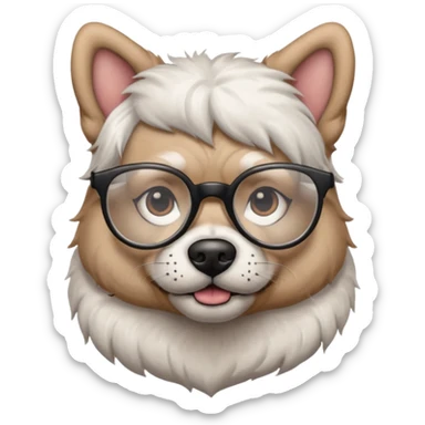 tattooed dog with heavy face tattooes and glassess, white sticker