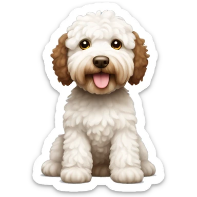 australian labradoodle white and brown , white face, brown body, you can see the full body sticker