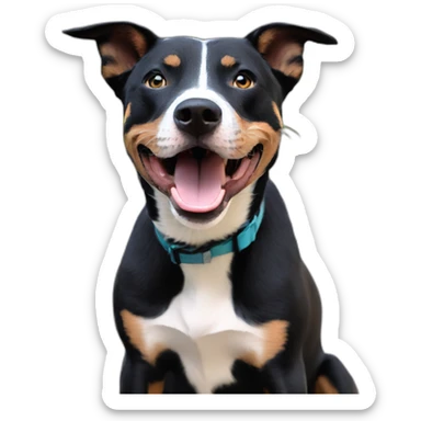 Black Australian cattle dog pitbull mix who is really excited you came home sticker