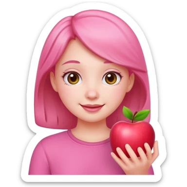 cute pink girl with cheerful pose. apple emoji style sticker
