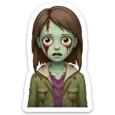 a zombie girl with straight brown hair long  sticker