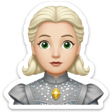 Servant Boq from the Wizard of Oz with white blonde hair, gray sequin outfit sticker