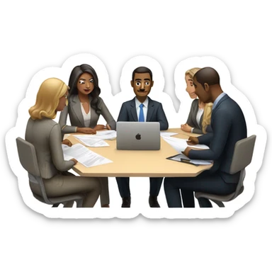 men and women work meeting at a table sticker