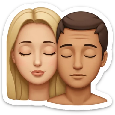 two faces whose forehead are touching another. these two people are in love and close their eyes sticker