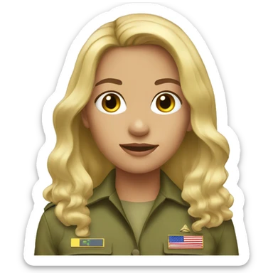 A girl in the army long hair blonde sticker