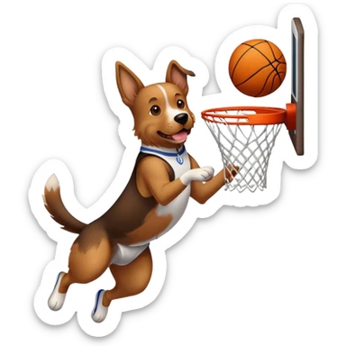 A dog with Jordan’s dunking a basketball sticker