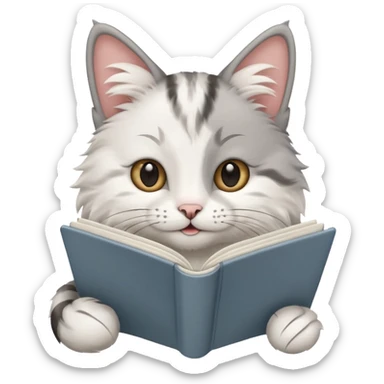 gato del egeo feliz en abriendo una libreta con anillado sticker