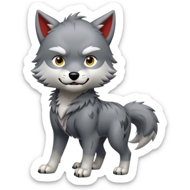 Toony Chibi Cool Edgy Scarred Badass Ginga Nagareboshi Gin/Silver Fang the wolf (full body) (feral) (4 legs) (canine) sticker