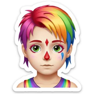 kid with rainbow hair and face paint sticker