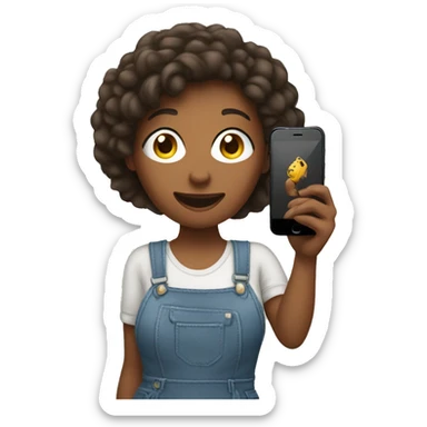 woman holding up iphone to take picture sticker