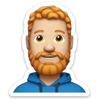 fat man with blue hoodie, headphones, ginger hair and beard sticker