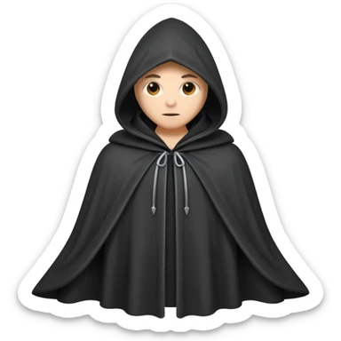 hooded cloak object icon, dark fabric cloak with deep hood, fantasy style, soft folds, 3D cartoon, mobile game icon style, centered, clean background, soft shadow, no text, no watermark
 
 sticker