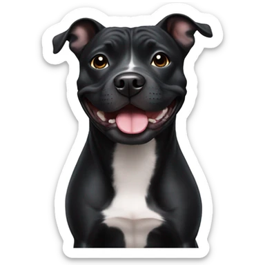 Black staffie smiling sticker
