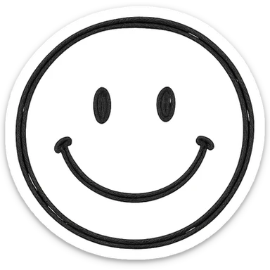 hand drawn outlined icon of a pink smiley face, no fill sticker