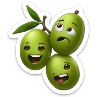 stack of two olives but one is feeling weird sticker