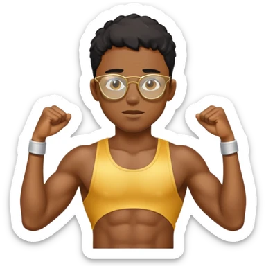 black boy gold glasses working out sweating sticker
