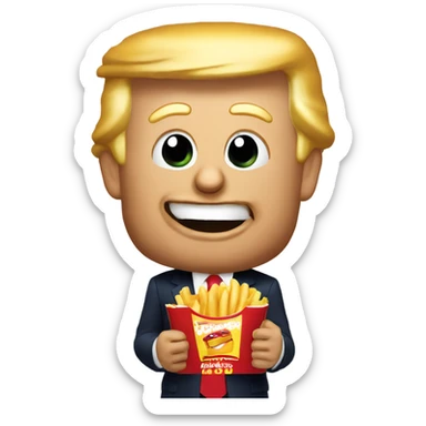 Trump eating McDonald happy meal sticker