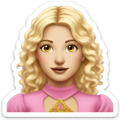 Blonde beautiful girl with pink pink tarot gold cards sticker