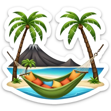 palm tree with hammock in Volcano Island sticker