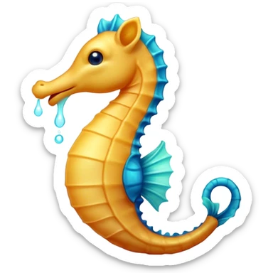 Cinematic Cute Yawning Sea Horse Portrait Emoji, Head tilted slightly with a dramatic, wide-open yawn, showcasing a petite, elegantly curved seahorse with a softly drooping tail and sleepy, half-closed eyes, Simplified yet irresistibly adorable features, highly detailed, glowing with a soft, cozy aquatic glow, high shine, relaxed yet expressive, stylized with a dash of whimsical marine charm, soft glowing outline, capturing the essence of a drowsy yet affectionate seahorse that appears ready to stretch out for a nap! sticker