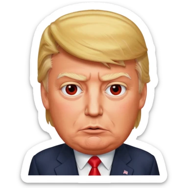 Donald Trump is vey very very furious. Red with anger. photorealistic sticker