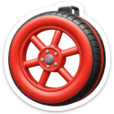 The aircraft's landing gear is one inflated, plump wheel with a strut, black in color, cartoon-style, isometric sticker