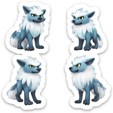Cute Protogen-vernid-sergal-wickerbeast-fantasy-animal-fursona griffsnuff & LiLaiRa & Falvie full body white and light blue fur sticker sticker