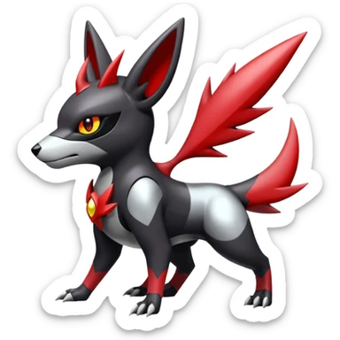 Futuristic Shiny Cool Edgy Handsome Badass Zangoose-Electrike-Umbreon-Houndoom-Genesect-Pokémon-Fakémon-hybrid-creature sticker