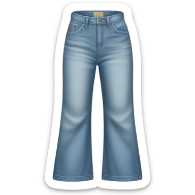 Realistic Wide Long leg high waisted light blue jeans, isolated sticker
