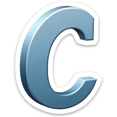 Minimal emoji of a bold capital letter “C” with a single diagonal slash cutting through it from top-left to bottom-right. Clean, flat design, high contrast, readable at small sizes, tech/startup style. Black background. sticker