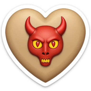 beige heart satanic sticker