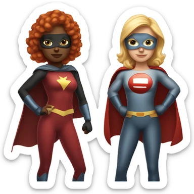 blonde female  and redhead female dynamic duo superhero sticker