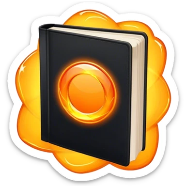 A bright orange book with a black, bold X with an edgy texture, exuding energy and pure, unapologetic confidence..orange halo aura.. unstoppable sticker